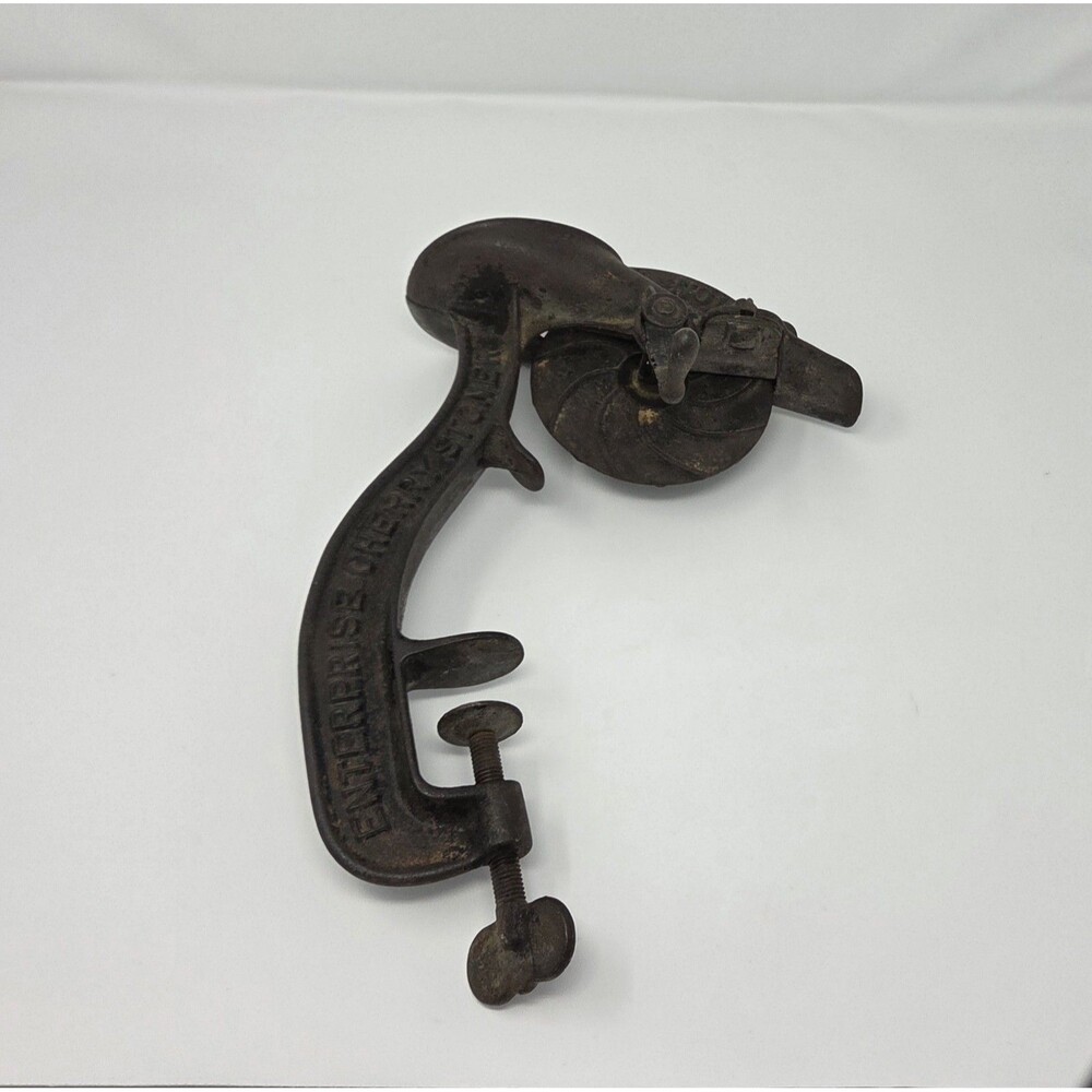 Antique Enterprise Cherry Stoner‎ Cast Iron 1883 Patent Clamp Kitchen Tool